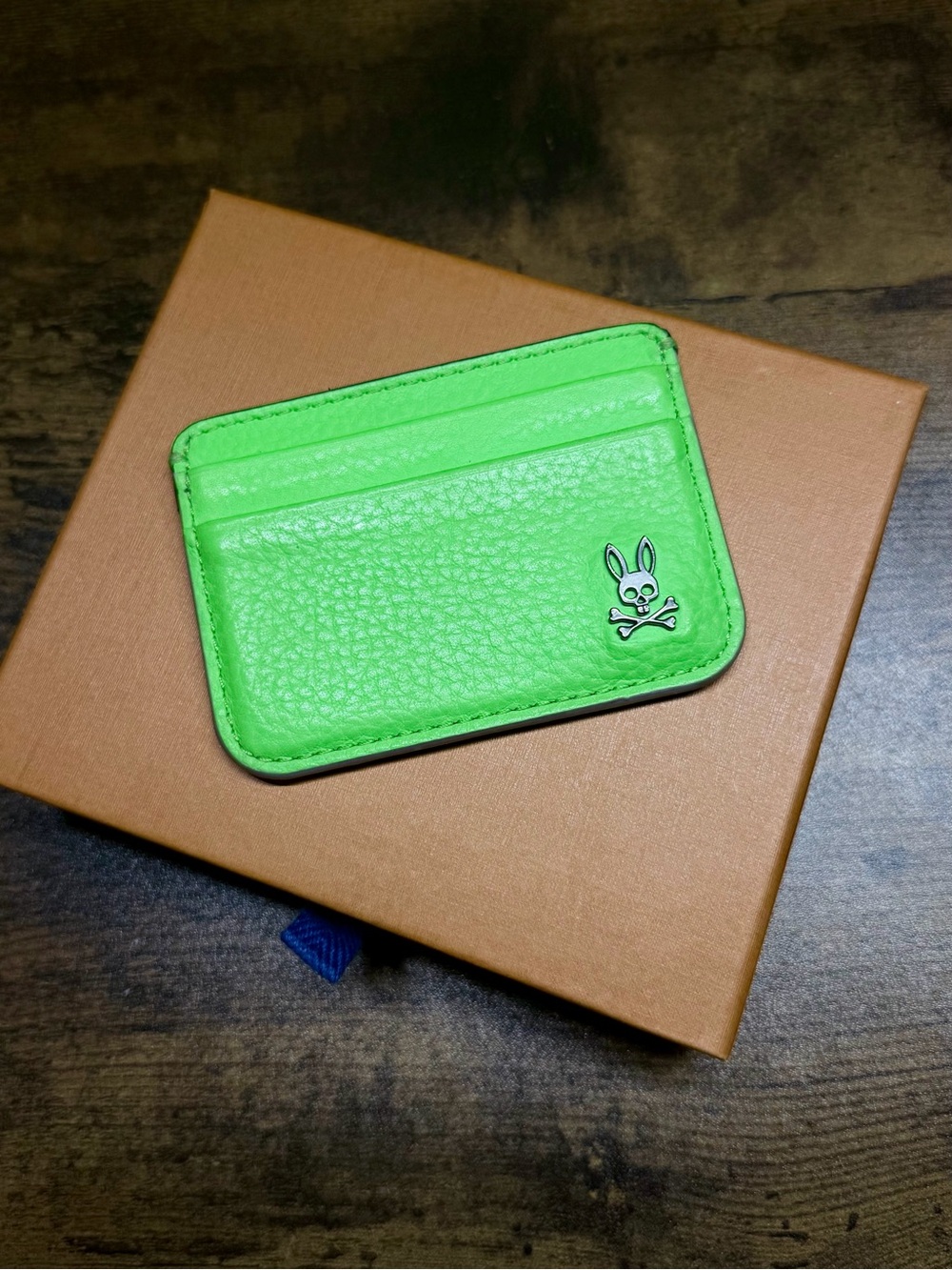 Psycho Bunny Neon Green Leather Card Sleeve
